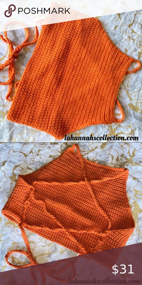 Orange Crochet Halter Top Modern Haken, Crochet Diy Tutorial, Top Inspiration, Crochet Top Outfit, Mode Crochet, Tops Trendy, Crochet Tops Free Patterns, Easy Patterns, Crochet Girls