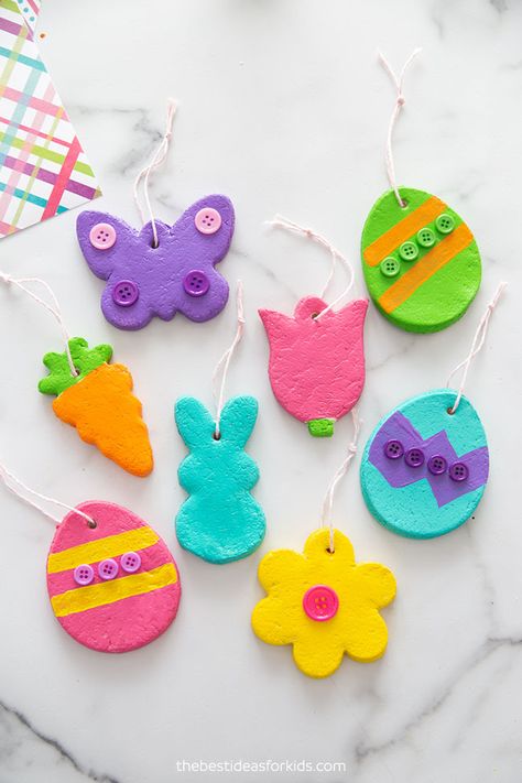 Easter Salt Dough Ornaments Salt Dough Easter, Salt Dough Projects, Ornaments Recipe, Easter Craft For Kids, Salt Dough Crafts, Make Decorations, Salt Dough Recipe, Dough Ideas, Easter Arts And Crafts