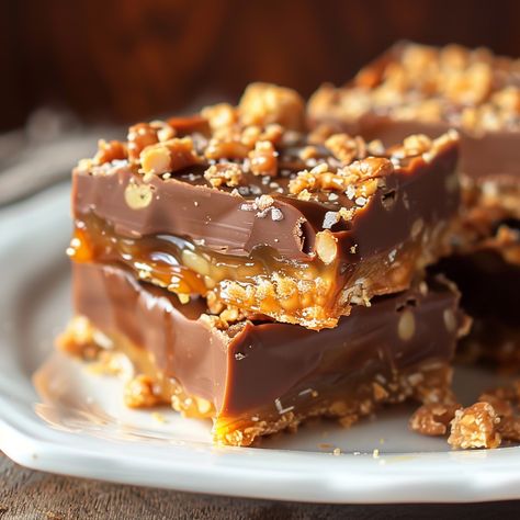 Caramel Chocolate Crunch Bars, Homemade Nestle Crunch Bars, Chocolate Caramel Crunch Bars, Carmel Chocolate Crunch Bars, Caramel Crunch Bars, Butterfinger Crunch Caramel Bars, Fudge Charcuterie Board, Caramel Fudge Crunch Bars, Kraft Caramel Recipes