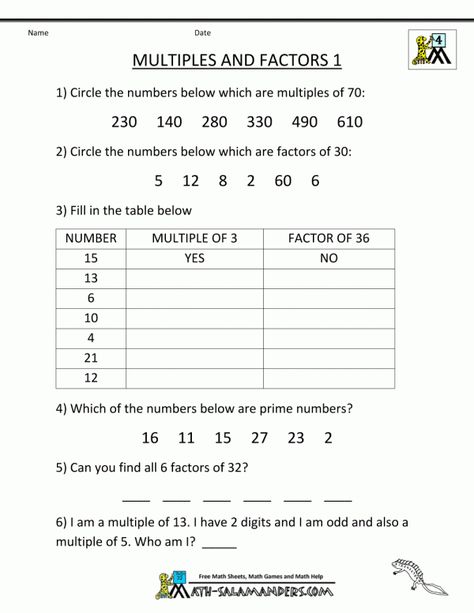 11+ 4Th Grade Math Factors Worksheet -  -  #4thgrademathfactorsworksheet #4thgrademathworksheetsfactorsandmultiples Check more at https://printable-sheets.com/11-4th-grade-math-factors-worksheet/ Factors And Multiples Worksheet, Multiples Worksheet, Factors Worksheet, Finding Factors, Balanced Math, 7th Grade Math Worksheets, Factors And Multiples, Prime Factorization, 4th Grade Math Worksheets