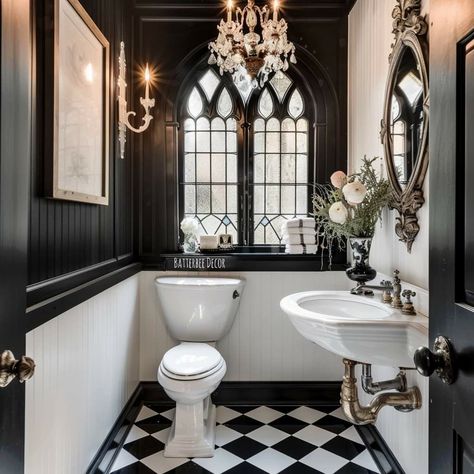 Casa Rock, Gothic Bathroom, Goth Houses, Glam Bathroom, Gothic Glam, Dark Home Decor, Goth Home, Casa Vintage, Goth Home Decor