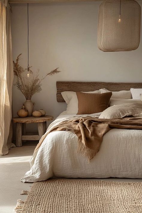 Earth Tone Elegance Natural Contemporary Bedroom, Organic Modern Bedframe, Boutique Hotel Room Design Bedroom Ideas, Moody Organic Bedroom, Organic Modern Primary Bedroom, Hotel Room Design Bedrooms, 2025 Pantone, Modern Organic Bedroom, Organic Modern Bedroom