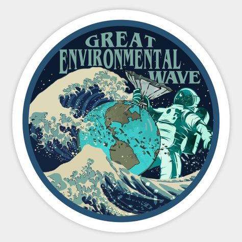 Environment Stickers Printable, Environmental Stickers, Environment Stickers, Earth Stickers, Environmental Club, Pc Stickers, Vintage Japanese Art, Plastic Trash, Save Nature