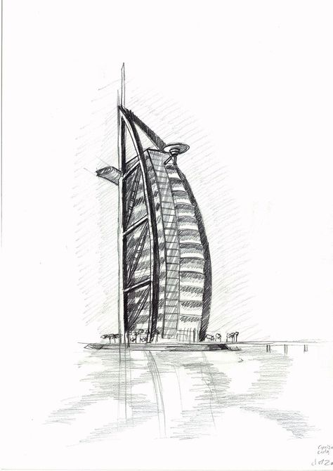 Dubai Drawing, Dubai Tattoo, Bridge Drawing, Landscape Design Drawings, Dubai Architecture, Architecture Drawing Sketchbooks, Drawing Interior, Sketch Journal, Building Drawing