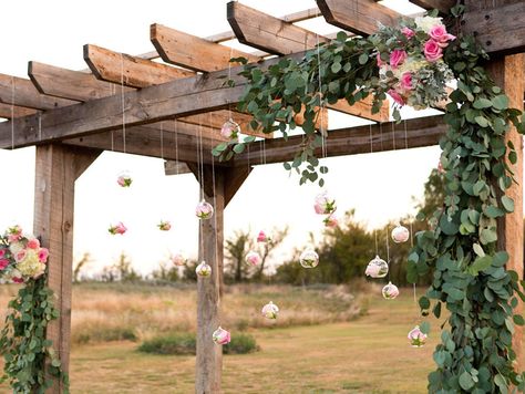 Wedding Pergola Decorations, Pergola Hardware, Pergola On Deck, Pergola Over Deck, Rental House Ideas, Wedding Pergola, Pergola Brackets, Pergola Decorations, Home Curb Appeal