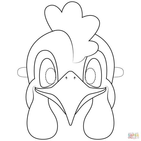 Farm Animal Masks Printable Free, Printable Masks For Kids, Chicken Mask, Mask Coloring Page, Rooster Mask, Paper Mask Template, Chicken Coloring Pages, Printable Animal Masks, Mask Template Printable