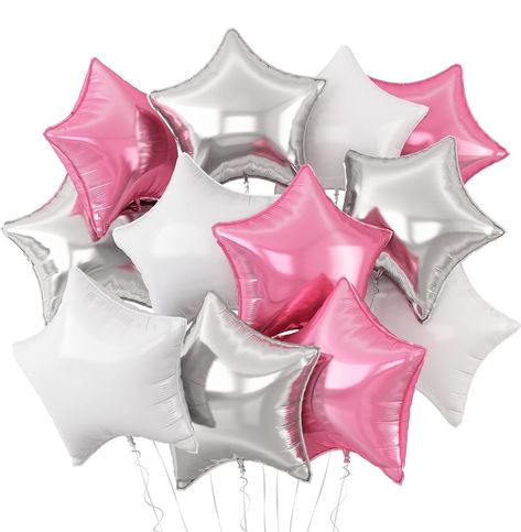 Balloon For Birthday, Star Balloons, Anniversary Party Decorations, Pink Star, Anniversary Decorations, Well Decor, Mylar Balloons, White Star, Wedding Party Decorations