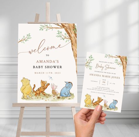 Winnie The Pooh Baby Shower, Pooh Baby, Shower Welcome Sign, Baby Shower Welcome Sign, Baby Shower Signs, Pooh Bear, Font Types, Office Max, Baby Signs