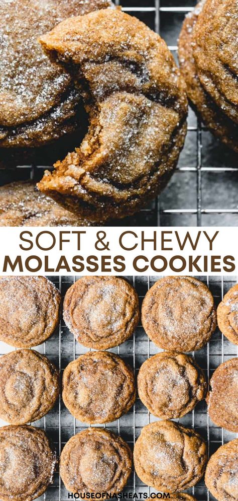 Molasses Cookies Soft Christmas, Molasses Cookies Chewy, Molasses Cookie Recipe, Soft Molasses Cookies, Molasses Cookie, Molasses Recipes, Cookies Chewy, Chewy Molasses Cookies, Molasses Cookies Recipe