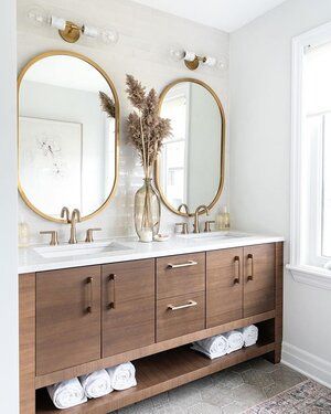 Leclair Decor Farmhouse Bathroom Mirror, Double Vanity Lighting, Vanity Nook, Ensuite Vanity, Leclair Decor, Spa Like Bathroom, Gorgeous Bathroom, Double Vanity Bathroom, Bathroom Renos