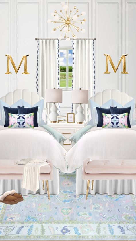 #dormroom #dormdecor #college #pinterest #preppy #navy #blue #lightblue #pink #green #room #roomdecor #roominspo #taylorswift #shuffleinspo #decor #makeup #fashion #outfitinspo #beauty #summer Navy Dorm Room, Pink Green Room, Navy Dorm, Sorority Room, Luxury Dorm Room, Pink Dorm Room, Pink Dorm Rooms, Blue Dorm, Preppy Dorm Room