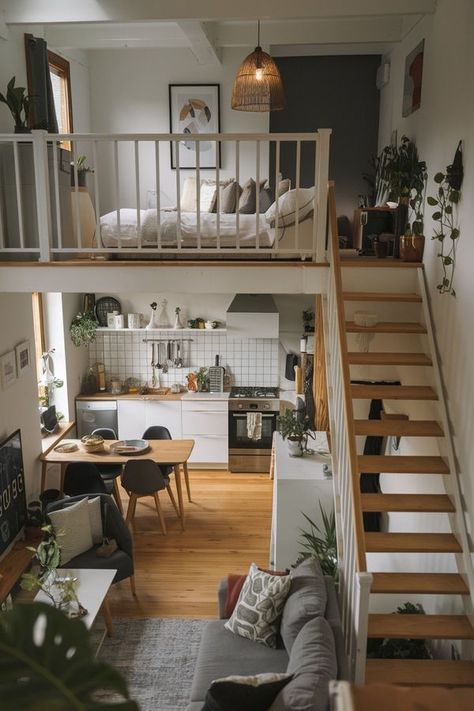 Small Loft House Design, Small Loft House, Home Layout, Loft House Design, Tiny Island, Modern Condo, Container Houses, Van Ideas, Small Loft