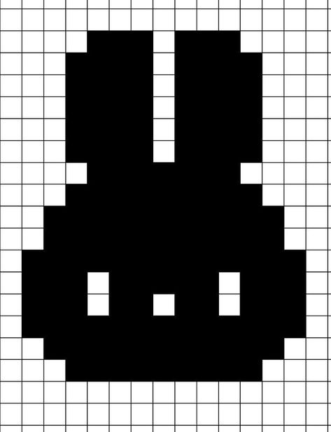 Pearler Bead Patterns Bunny, Crochet Bunny Graph, Bunny Grid Pattern, Bunny Alpha Pattern, Crochet Pattern Tapestry, Crochet Graph Patterns Easy, Crochet Pixel Pattern, Kawaii Pixel Art, Crochet Tapestry Pattern