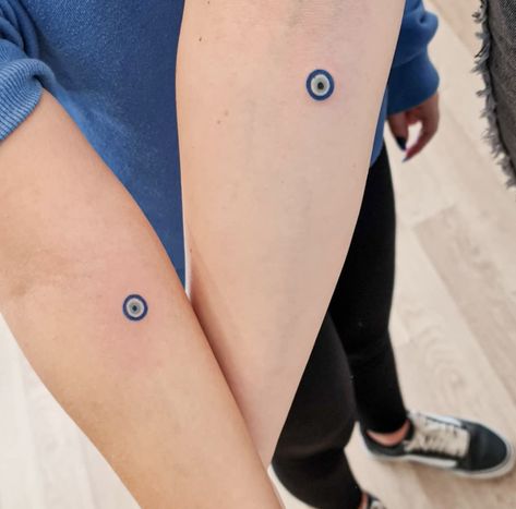 Evil Eye Best Friend Tattoo, Evil Eye Neck Tattoos Women, Evil Eye Matching Tattoo, Matching Evil Eye Tattoo, Tattoo Ideas Evil Eye, Simple Evil Eye Tattoo, Tattoo Ideas Evil, Evil Eye Tattoo For Women, Greek Evil Eye Tattoo