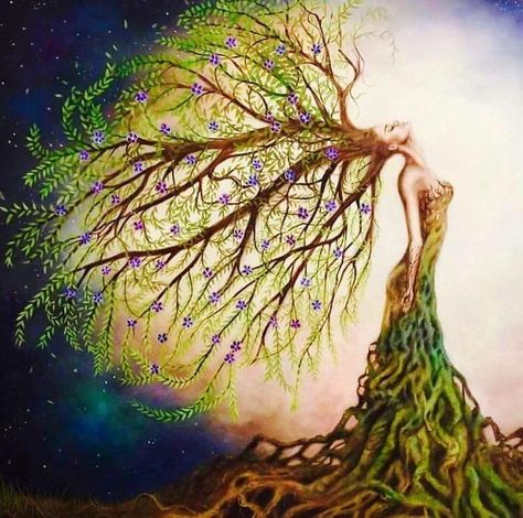 Connecting with nature, trees, art pieces Mother Earth Art, Mother Nature Tattoos, Tree Of Life Art, Tree Of Life Tattoo, Soyut Sanat Tabloları, Earth Art, Goddess Art, Nature Tattoos, 판타지 아트