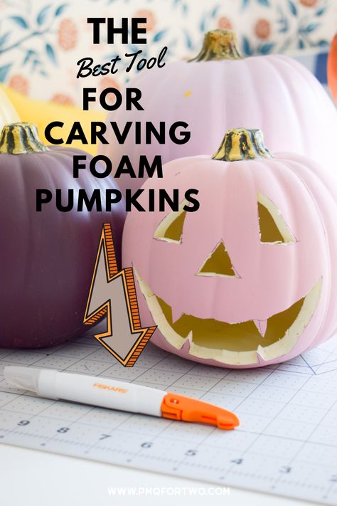 Carving Plastic Pumpkins, Carved Foam Pumpkins, Carveable Foam Pumpkin Ideas, Carving Foam Pumpkins, Carvable Foam Pumpkins Ideas, Craft Pumpkin Carving, Pumpkin Carving Tools, Craft Pumpkins, Foam Carving