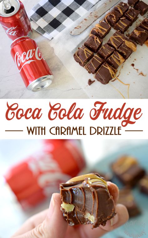 Recepies For Kids To Make, Coca Cola Fudge, Coke Recipes, Candy Corner, Cola Recipe, Homemade Fudge Recipes, Walnut Fudge, Christmas Food Treats, Caramel Drizzle