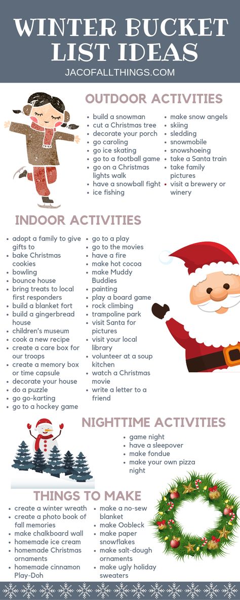 Winter Bucket List Ideas, Bucket Ideas, Christmas Bucket List, Christmas Bucket, Winter Bucket List, Bucket List Ideas, Winter Activities For Kids, List Ideas, Summer Bucket Lists