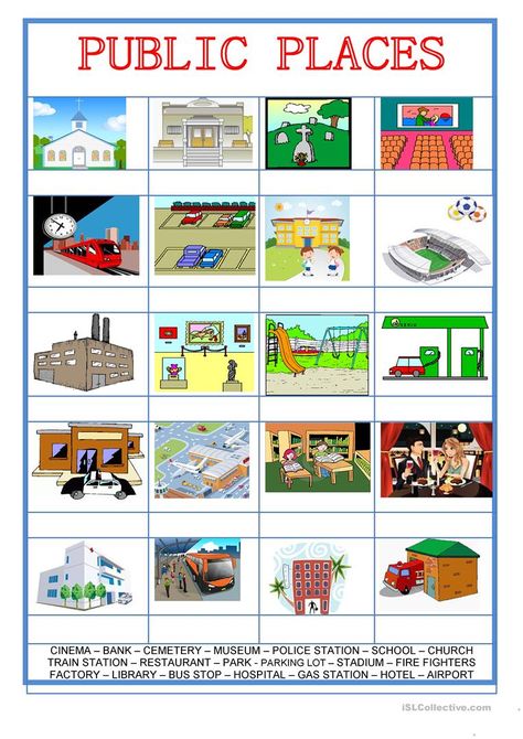 Picture dictionary - City - public places - English ESL Worksheets for distance learning and physical classrooms Free Cv Template Word, English Primary School, Vocational Tasks, Cv Template Word, Picture Dictionary, Public Place, Vocabulary Practice, English Language Teaching, Public Places