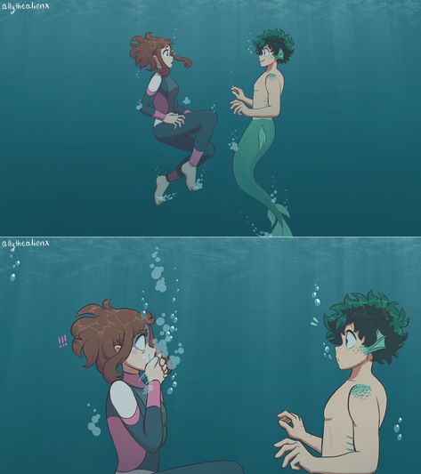 Mermaid Deku, Deku X Uraraka, My Hero Academia Tsuyu, Star Wars Facts, Mermaids And Mermen, Ochako Uraraka, Boku No Hero Academia Funny, Mermaid Art, My Hero Academia Episodes