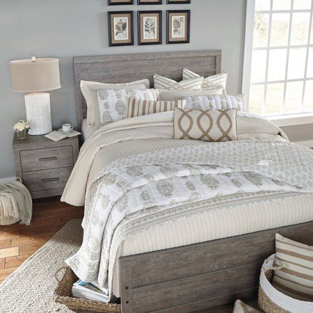 Signature Design by Ashley Culverbach Wood Panel Headboard Queen Panel Beds, Coastal Bedrooms, Diy Headboard, Queen Headboard, Ashley Furniture Homestore, Headboard Designs, Panel Headboard, Panel Bed, Media Room