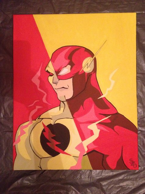 Flash/Reverse Flash painting The Flash Painting, The Flash Art, Pencil Art For Beginners, Flash Painting, Superhero Painting, Flash Drawing, Painting Drawing Ideas, Clown Tattoo, Reverse Flash