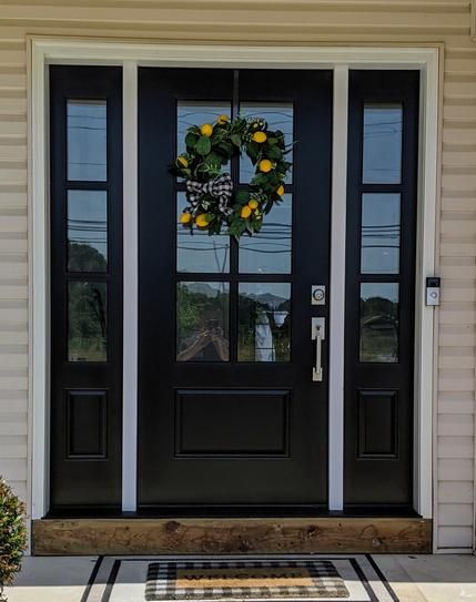 Reviews for Steves & Sons Legacy Collection Customizable Fiberglass Front Door - 552936 - The Home Depot Home Depot Front Door, Front Door Side Windows, Replacing Front Door, Cottage Front Doors, Front Door Steps, Front Door Styles, Lake House Interior, Fiberglass Front Door, Black Front Doors