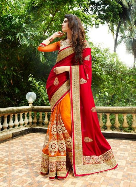 modern bridal sari Saree For Diwali, Orang India, Party Wear Sarees Online, Bridal Sari, Designer Sarees Wedding, Sari Design, Salwar Kamiz, Diwali Festival, Wedding Saree Indian