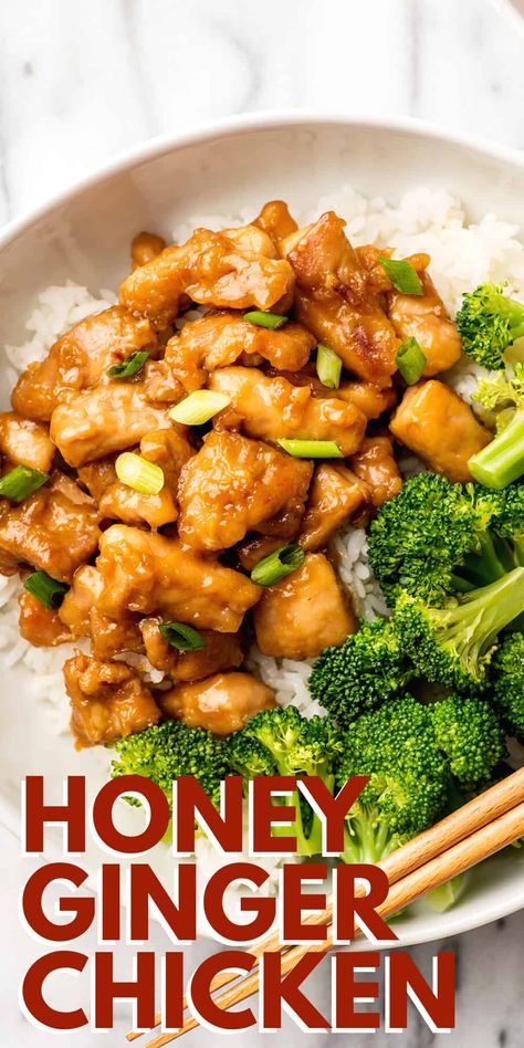 Chicken Chunks Recipes, Honey Ginger Chicken, Chicken And Dressing, Fast And Easy Dinner, Dressing Casserole, Garlic Ginger Chicken, Cooking With Ginger, Ginger Chicken Recipes, Chicken Dressing