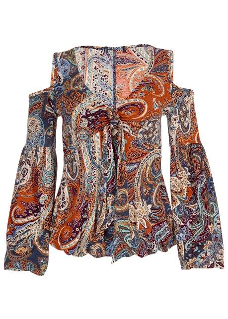 COLD SHOULDER PAISLEY TOP Boho Fashion Over 40, Triathlon Clothing, Cold Shoulder Styles, Knot Tie, Paisley Top, African Fashion Women, Way To Go, Lace Tank Top, Online Fashion Stores