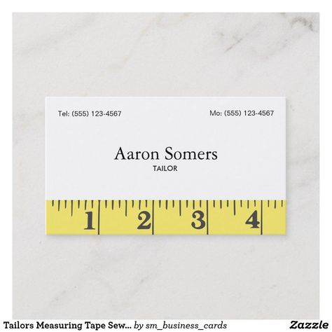 Tailors Measuring Tape Sewing Business Card | Tailor Visiting Cards Design, Fashion Design Business Cards, Bisness Card Ideas, Sewing Business Cards, Sewing Branding, Tailor Business Card, Fashion Designer Business Card, Sewing Business Logo, Tailor Logo Design