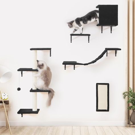 🐈【Deluxe Cat Wall Shelves】This 5pcs cat wall climber set includes a plush cat bridge & steps, a scratcher, and a cat tree with sisal rope. Come on and build cat walkways on walls.   Disclaimer: I do recieve commission if you purchase from my link! Thanks for your support! Cat Walkway, Ultimate Playground, Cat Bridge, Cat Climber, Cat Stairs, Cat Wall Shelves, Cat Wall Furniture, Cat Climbing Frame, Cat House Diy