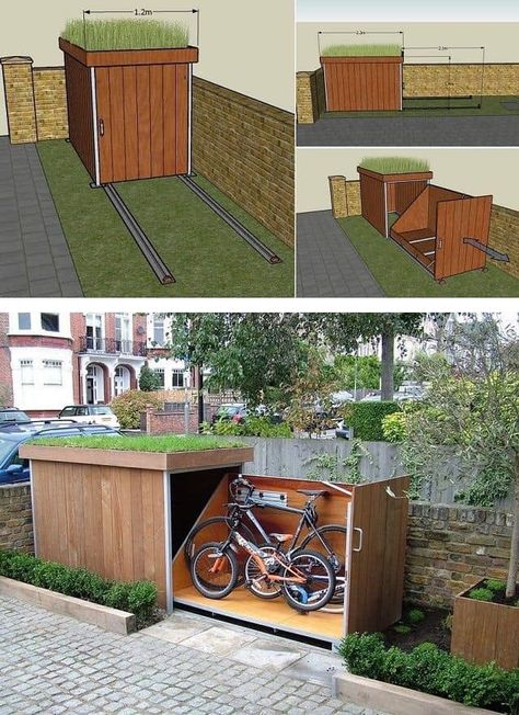 Outdoor Bike Storage, Furniture Shops, Cheap Garden, Build A Bike, Outdoor Biking, Bicycle Storage, King's Lynn, Bike Shed, 15 Diy