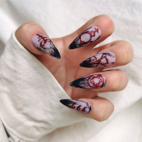 Demon nails Shop here 👇🖤 Demon Nails, Goth Nails, Edgy Nails, Grunge Nails, Goth Makeup, Nail Shop, Worcester, Acrylic Nail Designs, Trendy Nails