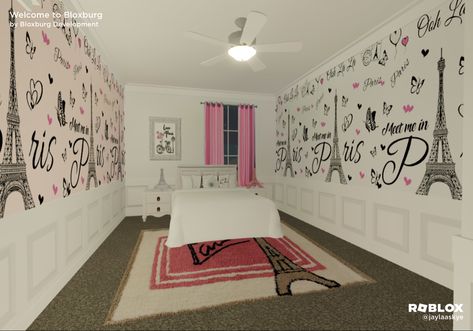 Baddie Room Ideas Bedrooms, Bloxburg Rug, Bedroom Layouts For Small Rooms, Bloxburg Layout, Bloxburg Rooms, Paris Themed Bedroom, Bloxburg Bedroom, Bloxburg Hacks, Roblox House