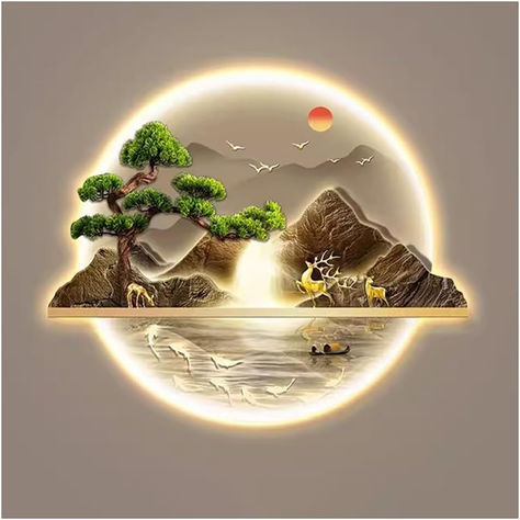 Wall Art Decorations Lamp, Oriental Decor Traditional Chinese Wall Hanging Painting $112.03 New Decor Trends 2024, 3d Wall Painting Ideas Living Rooms, Wall Artifacts, Led Light Wall Art, 3d Wall Art Decor, 3d Wall Art Sculpture, Wall Hanging Painting, Led Light Wall, Wall Painting Living Room