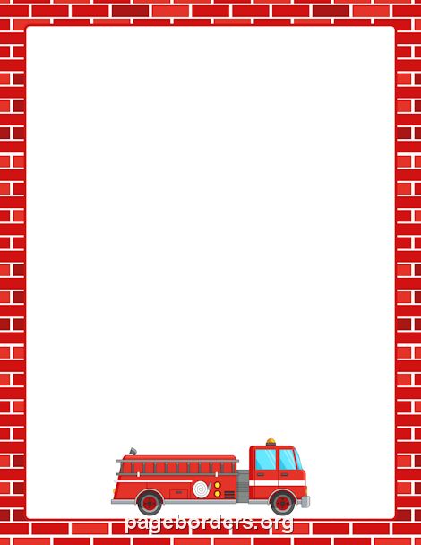 Fire Truck Border Portfolio Kindergarten, Baby Food Jar Crafts, Printable Border, Kindergarten Portfolio, Firetruck Birthday Party, Fireman Party, Fireman Birthday, Fire Truck Party, Truck Frames