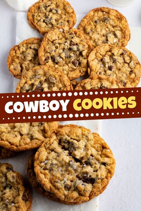 These cowboy cookies are mildly crisp and so soft, and chewy all at the same time! Learn the easy recipe and get tips for making the best cookies every time! Jiffy Cornbread Casserole, Cowboy Food, Cowboy Cookie Recipe, Food Desert, The Best Cookies, Jiffy Cornbread, Cowboy Cookies, Cornbread Casserole, Best Cookies