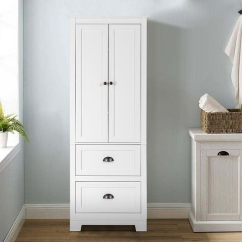 FCH MDF Spray Paint 2 Doors 2 Pumps Bathroom Cabinet White - 23.6 x 15.7 x 62.2 - Bed Bath & Beyond - 38194790 Freestanding Kitchen Pantry, Small Bathroom Storage Cabinet, Linen Storage Cabinet, Tall Bathroom Storage Cabinet, Tall Bathroom Storage, Bathroom Tall Cabinet, High Cabinet, White Bathroom Cabinets, Tall Bathroom