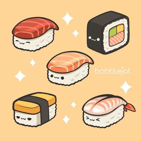 adorable and simple to draw kawaii sushi doodles! Simple To Draw, Sushi Drawing, Doodles Kawaii, Draw Kawaii, Kawaii Sushi, 귀여운 음식 그림, Sushi Art, Cute Food Drawings, Japon Illustration