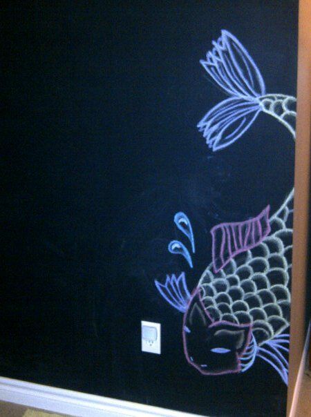 Chalk Art Wall Bedroom, Fish Chalkboard Art, Chalkboard Art Bedroom, Fish Chalk Art, Chalkboard Wall Designs, Chalk Art Wall, Summer Chalkboard Art, Chalk Wall Art, White Board Drawings