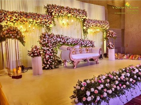 V Decors And Events | Pondicherry | For Booking,Contact:+91 (9790675494) Email:veventss@gmail.com . # sukanya convention centre pondicherry #KBS Sree Convention Centre #Jayaram mahal #Sri Ganesh Mahal #Ananda mahal weddingdecor#receptiondecor#Engagementdecor#birthday#babyshower#pubertyceremony #namingceremony... Indian Reception Backdrop Wedding Stage, Marriage Stages Decoration, Stage Decorations For Half Saree Function, Indian Engagement Stage Decorations, Engagement Setup Indian, Simple Luxury Wedding Decor, Outdoor Wedding Stage Ideas, Half Saree Stage Decoration, Mantapa Decoration Wedding