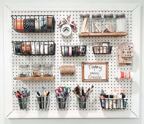 Craft Pegboard, Hang Pegboard, Pegboard Craft Room, Pegboard Storage, Craft Shed, Pegboard Organization, Sewing Room Design, Dream Craft Room, Craft Room Design