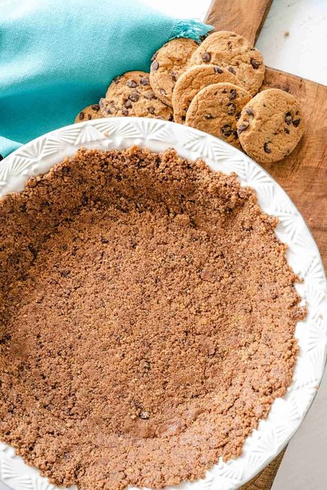 Chocolate Chip Cookie Crust, Cookie Crumb Crust, Coconut Cream Pie Easy, Easy Chocolate Chip Cookie, Blueberry Cream Pies, Chocolate Chip Cookie Pie, Crumb Crust, Yummy Pie Recipes, Crispy Chocolate Chip Cookies