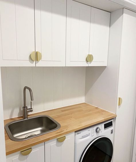 Laundry With Linen Cupboard, European Laundry Ideas, Bunnings Laundry Ideas, Vj Panel Laundry, Laundry In A Cupboard, European Laundry Cupboard, Laundry Cupboard Storage, Laundry Cupboard Ideas, Bunnings Laundry