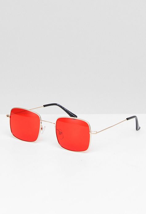 ASOS DESIGN Metal Square Fashion Sunglasses In Gold With Red Coloured Lens, available at ASOS 90s Shades, Red Background Images, Blurred Background Photography, Photography Studio Background, Blur Background Photography, Black Background Photography, Blur Photo Background, Pink Background Images, Photo Background Images Hd