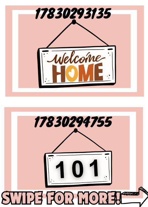 Hey everyone,
I hope you're all doing well! I just got back from a busy days. A lot of you have been requesting more house numbers and welcome sign so here it is; Hope you enjoy this decals <3 Welcome Decal Bloxburg, Bloxburg Street Sign Decal, House Number Decals Bloxburg, Roblox Realistic, City Bloxburg, Roblox Photos, House Number Decals, Bloxburg City, Bloxburg Town