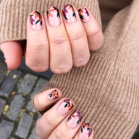 Festive Nails, Leopard Print Nails, October Nails, Floral Nail Art, Autumn Flowers, Cute Gel Nails, Thanksgiving Nails, Nails Desing, Floral Nails