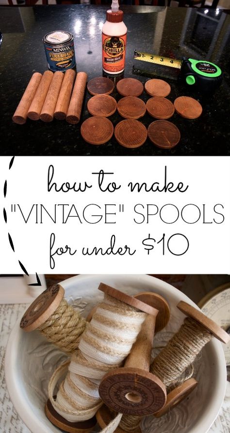 How to Make DIY “Vintage” Wooden Spools Vintage Spools, Wooden Spool Crafts, Do It Yourself Decoration, Spool Crafts, Wood Spool, Wooden Spools, Primitive Crafts, Country Crafts, Décor Boho