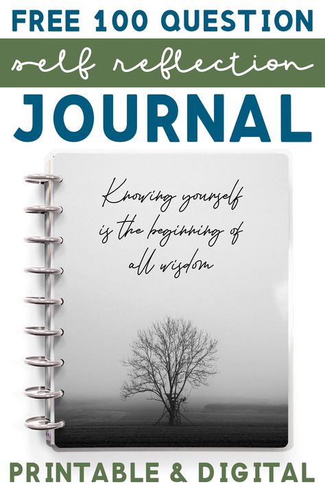 Download this free printable and digital self reflection journal with 100 journal prompts. It comes in both a printable journal version and a digital planner version. Download the free files today! Online Journal Ideas, Free Journal Printables Templates, Reflective Journal Example, Free Journal Printables, 100 Journal Prompts, Journal Prompts Printable, Self Reflection Journal Prompts, Journal Printables Templates, Reflection Journal Prompts